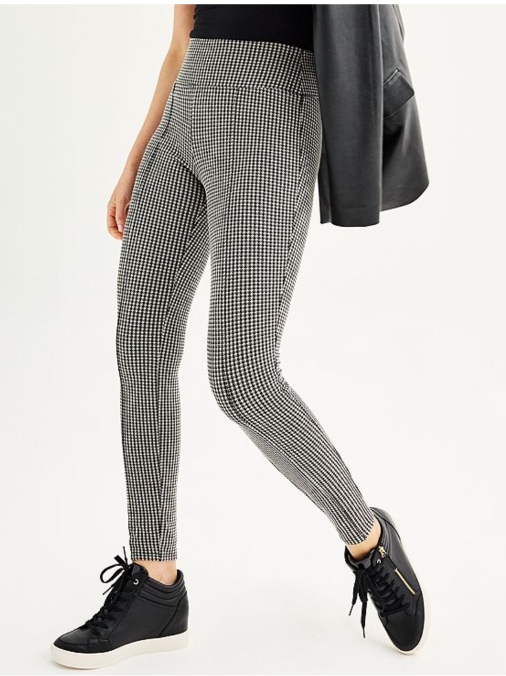 Nine West high waisted houndtooth with seam leggings, size XL - Picture 2 of 8
